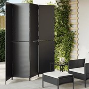 vidaXL Biombo de divisão 4 painéis vime PE preto