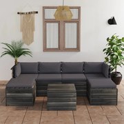 7 pcs conjunto lounge de paletes com almofadões pinho maciço