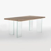 Mesa De Jantar Rectangular Em Mdf E Pernas Vidro Kali Madeira Natural & 190 X 95 Cm - Sklum