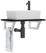 vidaXL Prateleira de parede p/ lavatório aço/madeira carvalho maciça