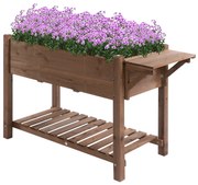 Outsunny Jardim Urbano Prateleiras Floreira Madeira Maciça Elevada Ervas 123x54x74 cm Castanho Resistente | Aosom Portugal