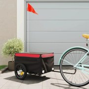 vidaXL Reboque para bicicleta 30 kg ferro preto e vermelho