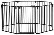 Pawhut Parque para Cães com 8 Painéis 60x76 cm Barreira de Proteção Animais de Estimação Dobrável Porta e Fechadura Dupla Preto | Aosom Portugal