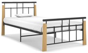 Estrutura de cama 90x200 cm metal e madeira de carvalho maciça