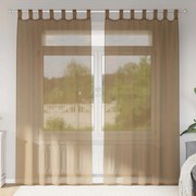 vidaXL Cortinas de voile com laços 2 pcs castanho-claro 140x245 cm