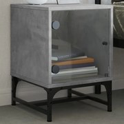 vidaXL Mesa de cabeceira c/ porta de vidro 35x37x50cm cinzento cimento