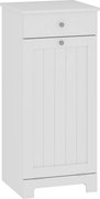 HOMCOM Armário de Casa de Banho com Cesto de Roupa Suja Basculante Móvel para Roupa Suja com Saco de Tecido Dobrável e Gaveta Branco 40x38x90 cm | Aosom Portugal