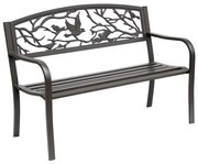 Outsunny Banco de Jardim de Aço Banco de Exterior com Apoio para os Braços e Encosto Decorativo 127x60x85 cm Marrom Escuro