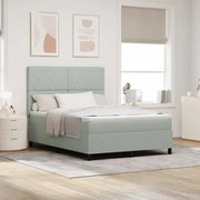 vidaXL Cama Box com colchão Cinzento-claro 140 x 190 cm tecido
