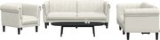 vidaXL 3 pcs conjunto de sofás veludo cor creme