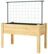 Outsunny Horta Vertical Elevada com Treliça Mesa de Cultivo para Plantas Trepadeiras Flores Carga Máxima 300 kg 120x60x75 cm Madeira