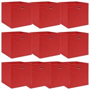 Caixas de arrumação 10 pcs 32x32x32 cm tecido vermelho