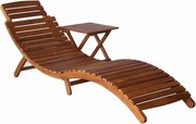 vidaXL Espreguiçadeira com mesa madeira de acácia maciça castanho
