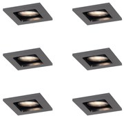 Conjunto de 6 focos embutidos modernos cor de bronze GU10 50mm redondos inclináveis - Qure