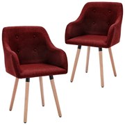 Cadeiras de jantar 2 pcs tecido vermelho tinto