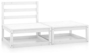 2 pcs conjunto lounge de jardim pinho maciço branco