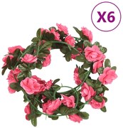 vidaXL Grinaldas de flores 6 pcs 240 cm vermelho rosado