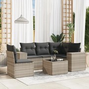 vidaXL 6 pcs conj. sofás jardim com almofadões vime PE cinzento-claro