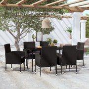 7 pcs conjunto de jantar para jardim preto