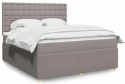 vidaXL Cama com molas/colchão 180x200 cm tecido castanho-acinzentado