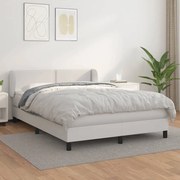 vidaXL Cama com molas/colchão 140x190 cm couro artificial branco