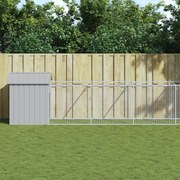 vidaXL Casota para cães com telhado aço galvanizado cinzento-claro