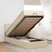 vidaXL Cama otomana com colchão 90x200 cm tecido creme