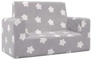 vidaXL Sofá infantil de 2 lugares c/ estrelas pelúcia cinzento-claro
