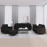 4 pcs conjunto de sofás com almofadas tecido preto