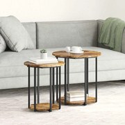 Conjunto de Mesas de Apoio 2 pcs Carvalho Fumado em Madeira e Metal