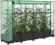 vidaXL Canteiro elevado com cobertura para estufa, estilo rattan, 160x40x123 cm