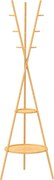 HOMCOM Cabide de Pé em Bambu Cabide para Roupas com 2 Prateleiras e 9 Ganchos Design Elegante 58,5x58,5x176 cm Madeira | Aosom Portugal
