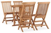 vidaXL 5 pcs conjunto jantar dobrável p/ exterior madeira teca maciça