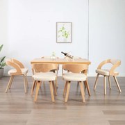 vidaXL Cadeiras jantar 6 pcs madeira curvada e couro artificial creme