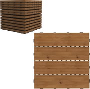 Outsunny Conjunto de 12 Estrados 30x30cm com Área de 1,08 m² Estrados com Sistema Click com Superfície Antiderrapante Castanho | Aosom Portugal
