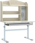 AIYAPLAY Secretária Infantil Mesa de Estudo Ajustável em Altura com Tampo Inclinável 80x51x108,5-130,5 cm Natural | Aosom Portugal