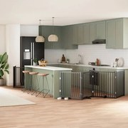 vidaXL Portão p/ cães com porta dobrável 6 painéis 480 cm álamo preto
