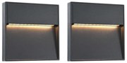 vidaXL Candeeiros LED de parede exterior 2 pcs 3 W quadrado preto