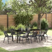 vidaXL Conjunto de Jantar de Jardim com 9 peças, preto, feito de rattan e poliéster.