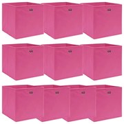 vidaXL Caixas de arrumação 10 pcs 32x32x32 cm tecido rosa