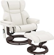 HOMCOM Poltrona relax com função de massagem e apoio para os pés, Poltrona reclinável, Couro sintético, 79 x 82 x 101 cm, Creme branco | Aosom Portugal