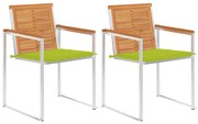 vidaXL Cadeiras de jardim com almofadões 2 pcs acácia maciça e aço