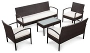 5 pcs conjunto lounge jardim c/ almofadões vime PE castanho