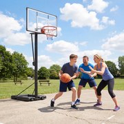 Cesto de basquetebol portátil para exterior com altura ajustável (1,7-3 m), base recheável e rodas, para crianças e adultos, para uso interior e exter