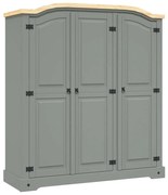 vidaXL Roupeiro Corona Range pinho mexicano com 3 portas cinzento