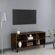 vidaXL Móvel TV pernas em metal derivados de madeira carvalho fumado