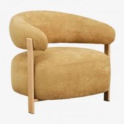 Poltrona Jolie Em Tecido Chenille Madeira Natural & Tecido Chenille Mostarda - Sklum
