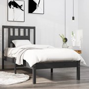 Estrutura de cama solteiro 90x190 cm madeira maciça cinza