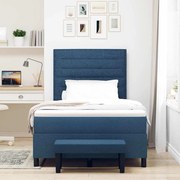 vidaXL Cama Box Spring com Colchão e Banco Azul 120x190 cm Tecido