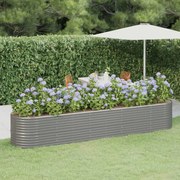 vidaXL Canteiro elevado jardim 368x80x68cm aço galvanizado cinzento
